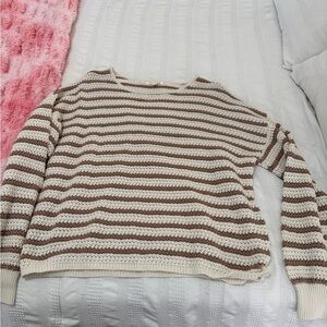 Francesca's Brown and Cream Striped Sweater